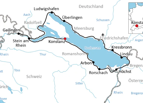 Mapa Lago Constanza y Rin